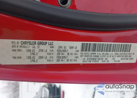 2012 Dodge Journey Sxt from USA, damaged, VIN 3C4PDDBG9CT397705